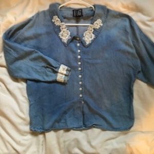 Vintage Denim shirt with lace accents
